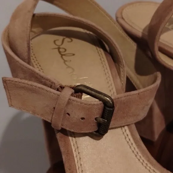 SPLENDID Suede Platform Heels Size 9.5 Tan Neesha Sandals - Picture 11 of 12